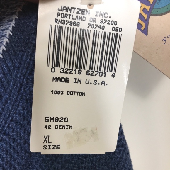 Vintage JANTZEN Mens Sz XL VNeck Cable Knit Sweater Chunky  Oversized - Picture 5 of 9